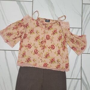 Boho y2k floral flowy vintage top by Angie sm